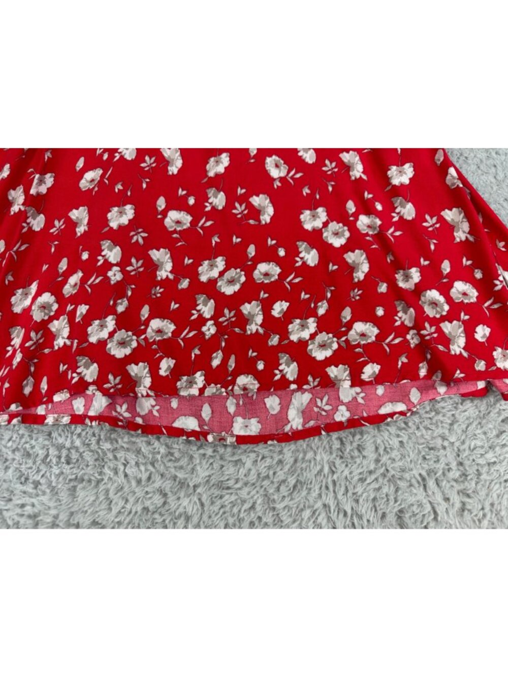 Free People Red Floral Print Keyhole Back Dress 10 Travel Comfort Light Dining - Picture 15 of 16